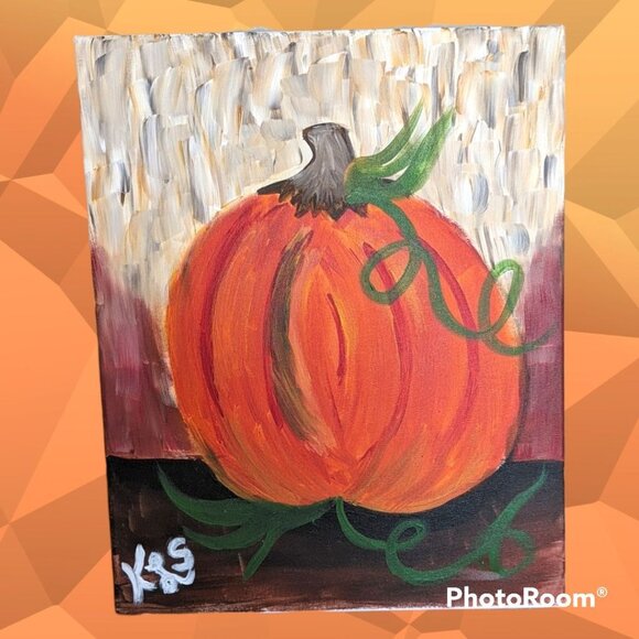Handmade Pumpkin Canvas Painting - Picture 1 of 4